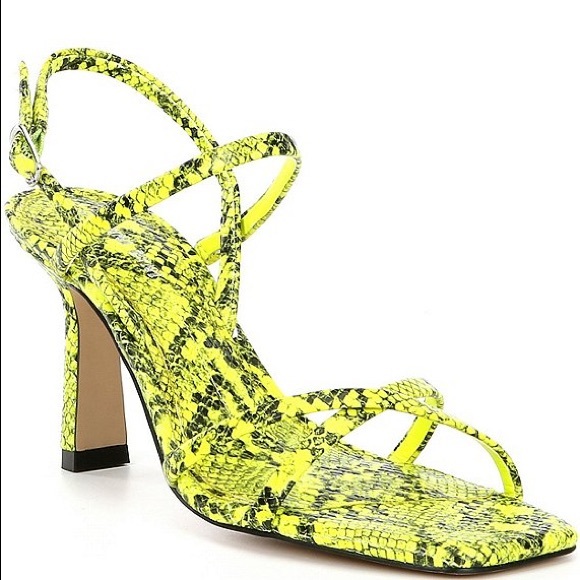 Gianni Bini Yellow Neon Snake Print Sandals - Picture 2 of 10
